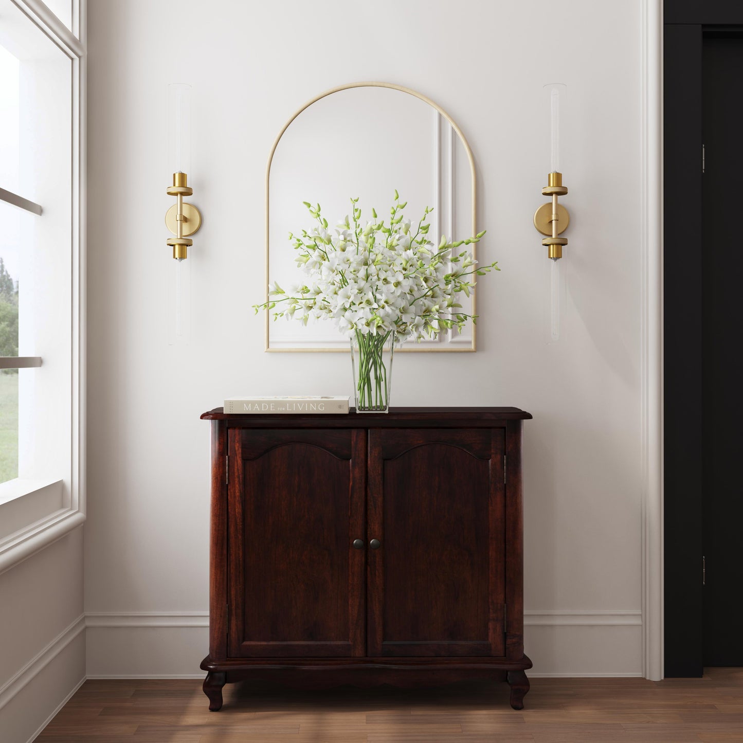 Butler Specialty Company Leyden 36 in. W Rectangular Wood 2 Door European Accent Cabinet with 1 Fixed Interior Shelf, Dark Brown