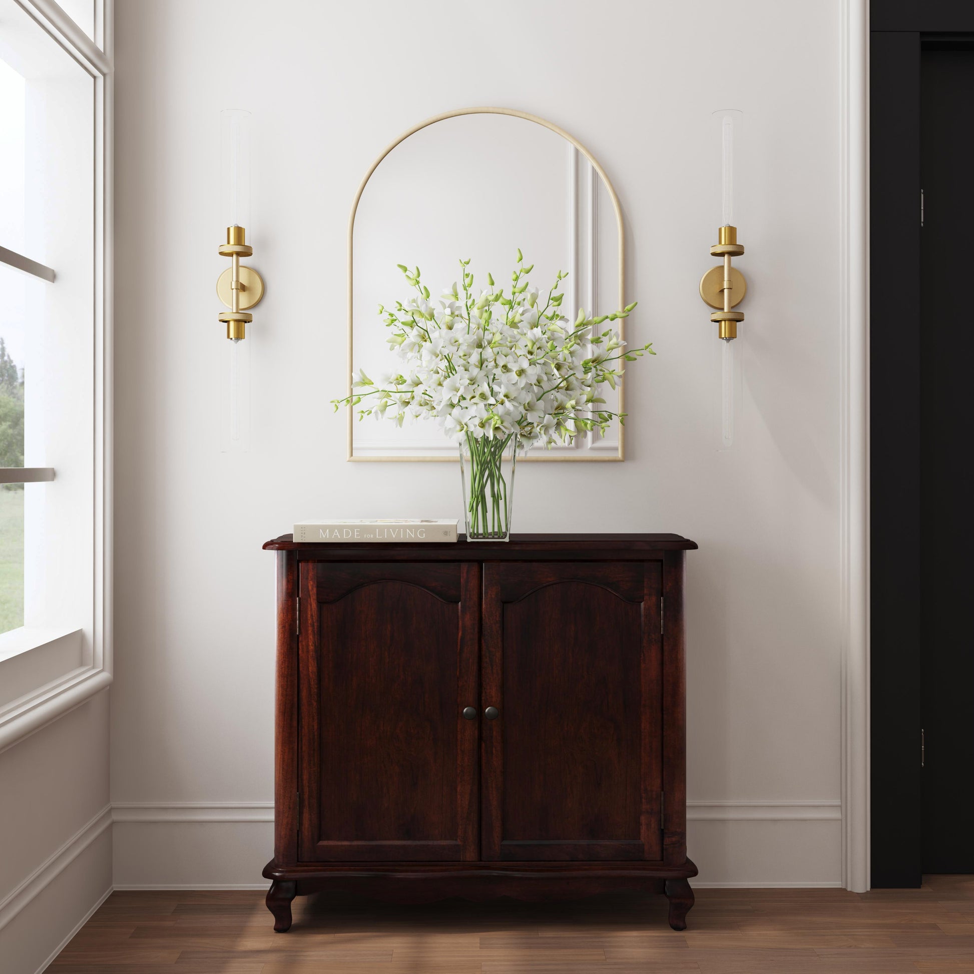 Butler Specialty Company Leyden 36 in. W Rectangular Wood 2 Door European Accent Cabinet with 1 Fixed Interior Shelf, Dark Brown