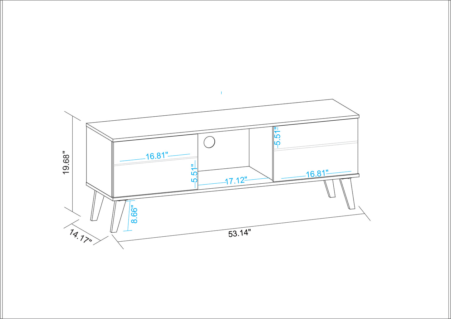 Manhattan Comfort Doyers 53.15 Mid-Century Modern TV Stand in White and Nut Brown 174AMC188