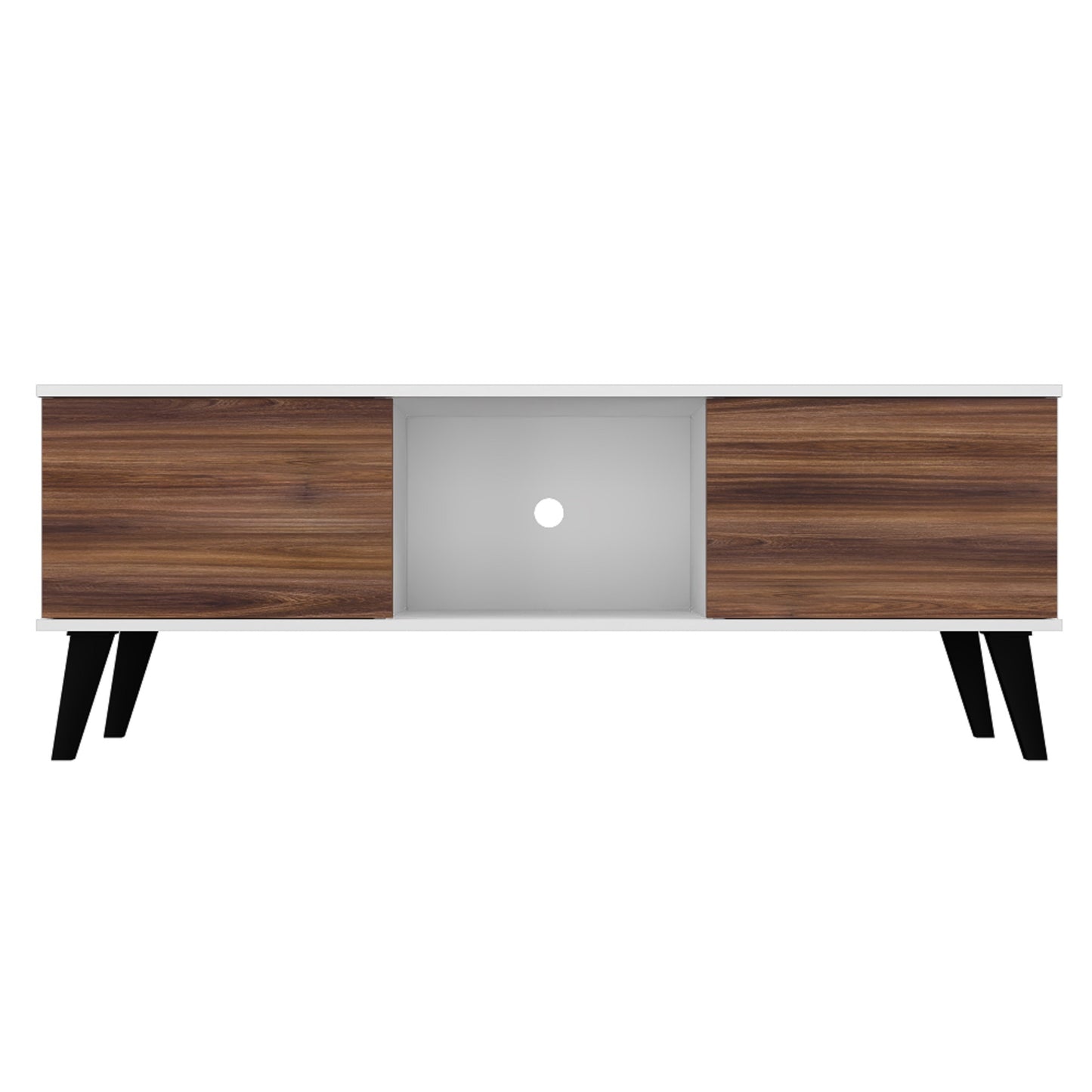 Manhattan Comfort Doyers 53.15 Mid-Century Modern TV Stand in White and Nut Brown 174AMC188