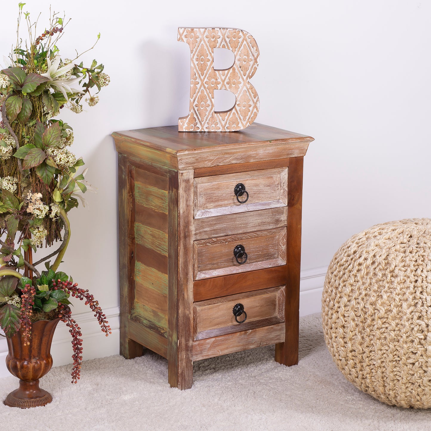 Butler Specialty Company Arya 15.75 in. W Rectangular Wood Hand Painted Rustic 3 Drawer Accent Chest, Assorted