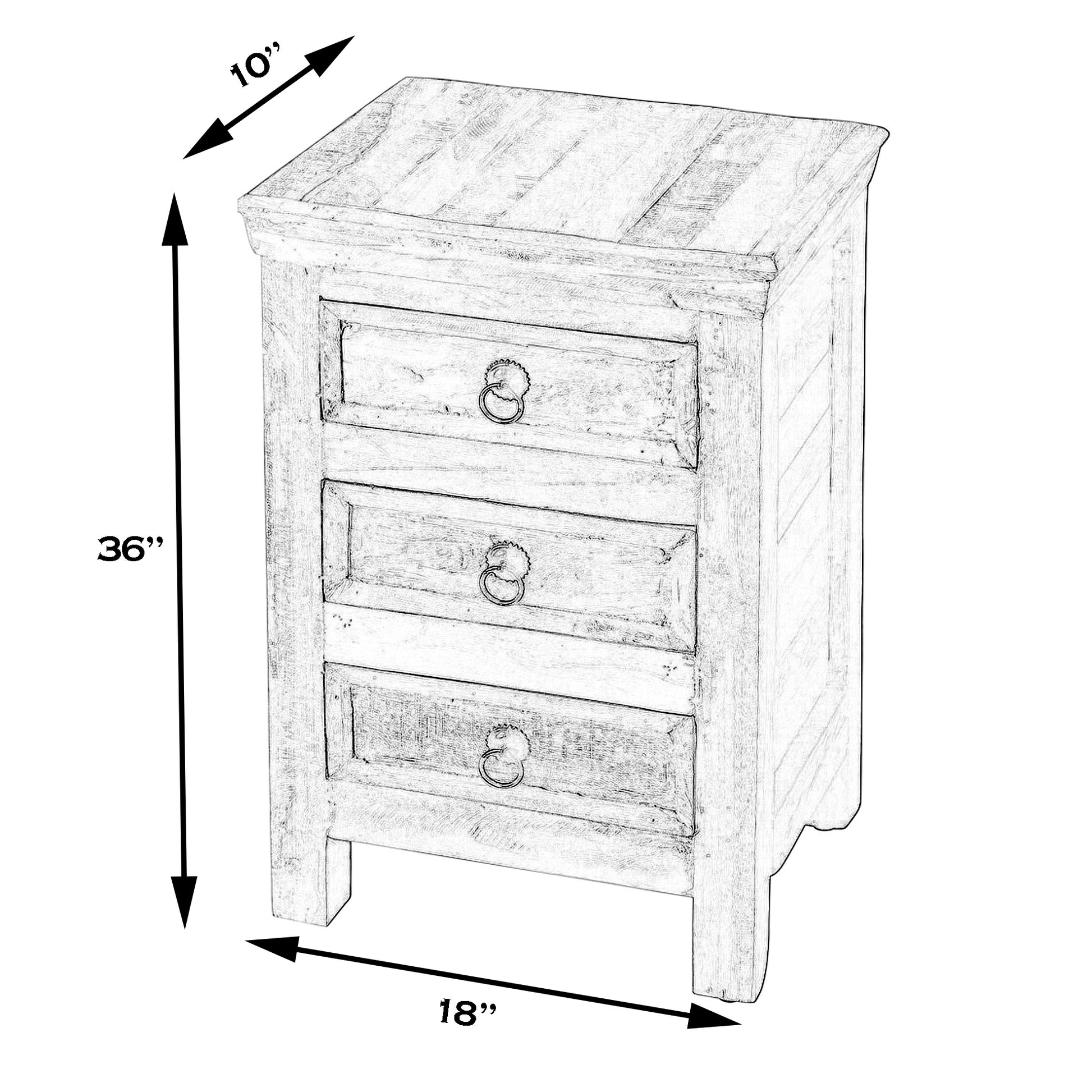 Butler Specialty Company Arya 15.75 in. W Rectangular Wood Hand Painted Rustic 3 Drawer Accent Chest, Assorted