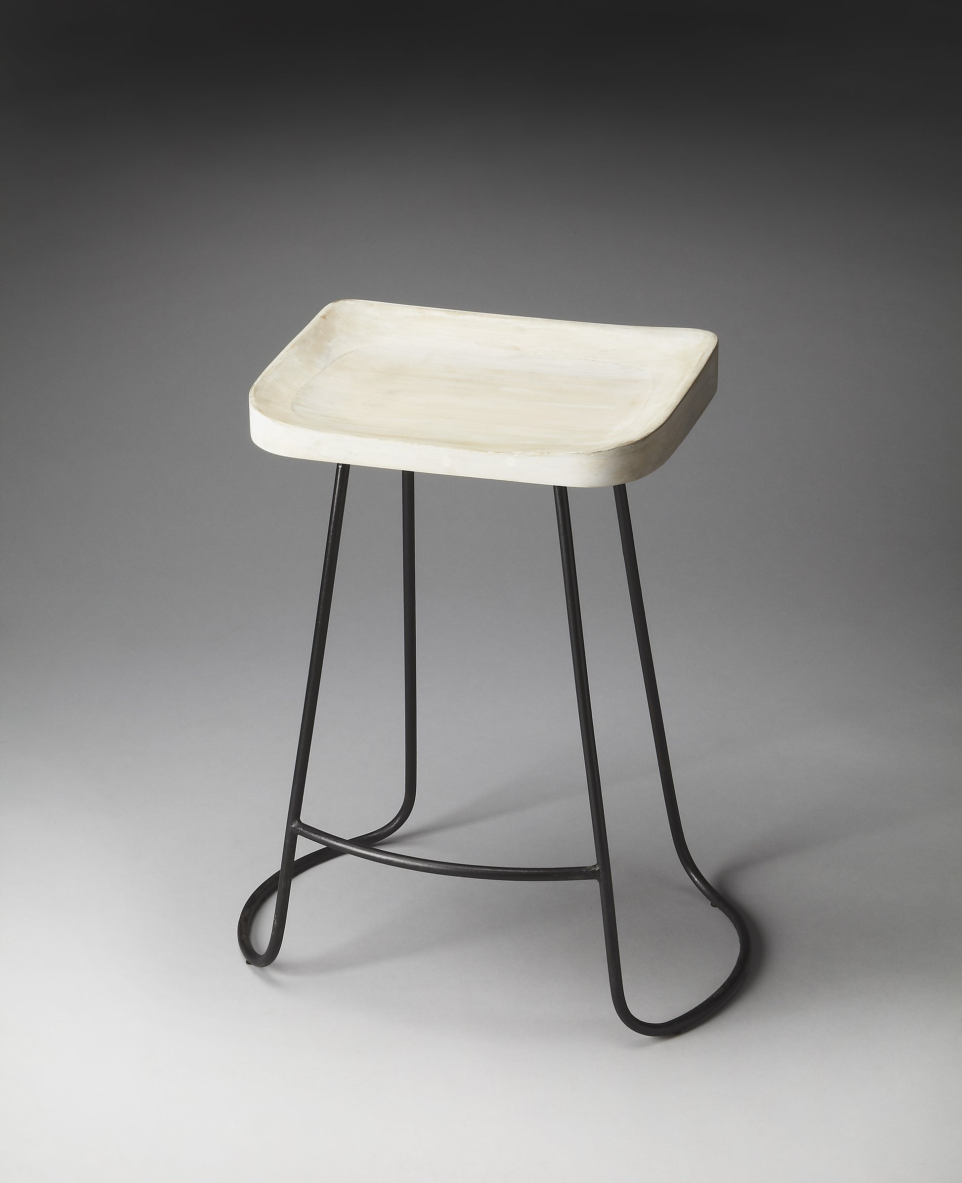 Butler Specialty Company Alton 25.5 in. Seat Height Wood and Iron Backless Counter Stool with Footrest, Multi-Color