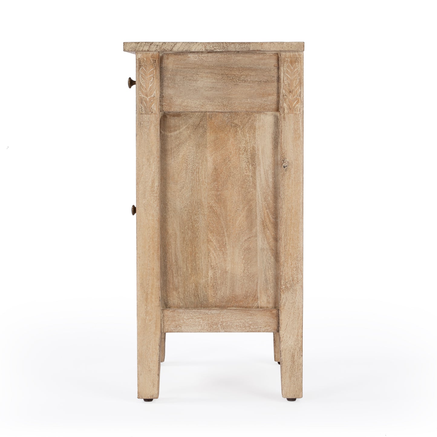 Butler Specialty Company Wester 14 in. W Rectangular Solid Wood Hand Carved 1 Drawer 1 Door Accent Side Table, Light Brown