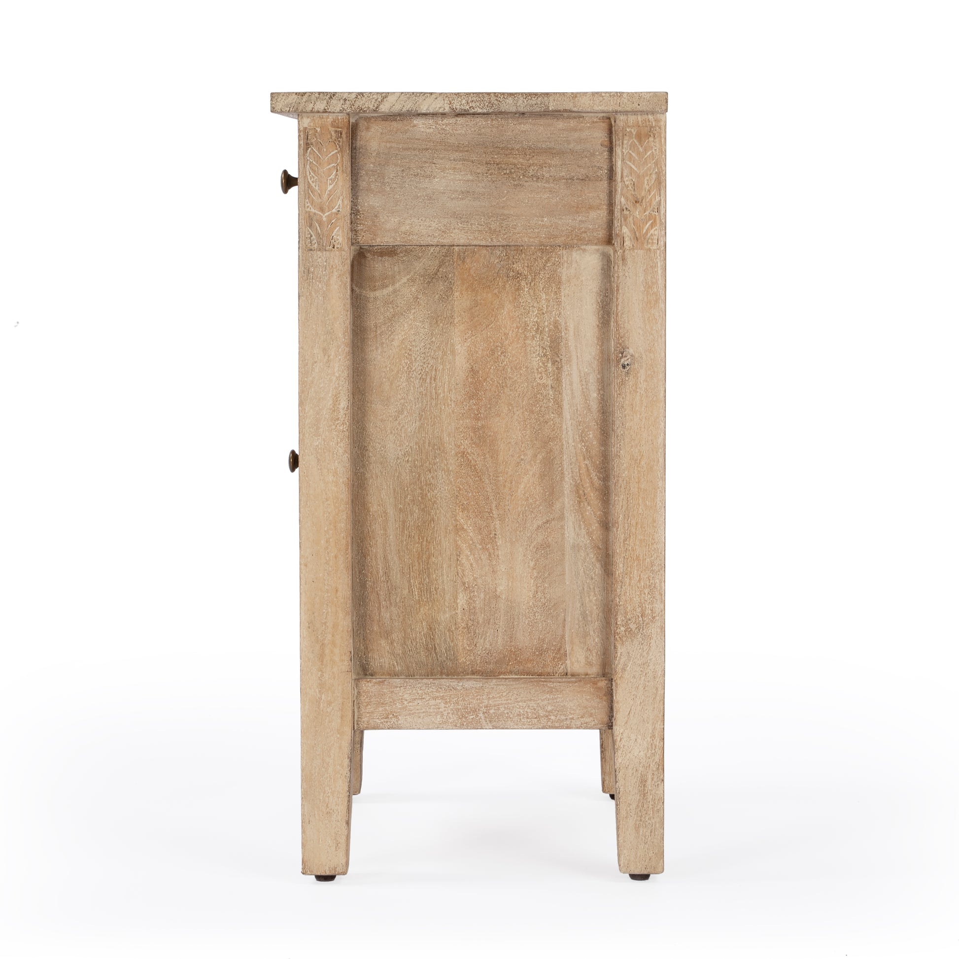 Butler Specialty Company Wester 14 in. W Rectangular Solid Wood Hand Carved 1 Drawer 1 Door Accent Side Table, Light Brown