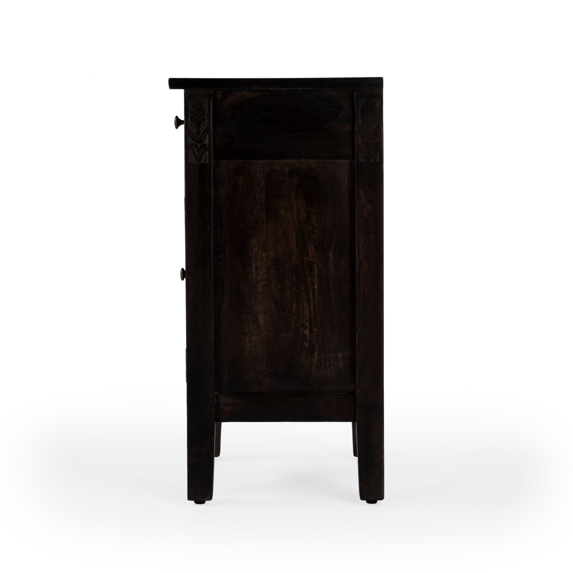 Butler Specialty Company Wester 14 in. W Rectangular Solid Wood Hand Carved 1 Drawer 1 Door Accent Side Table, Dark Brown