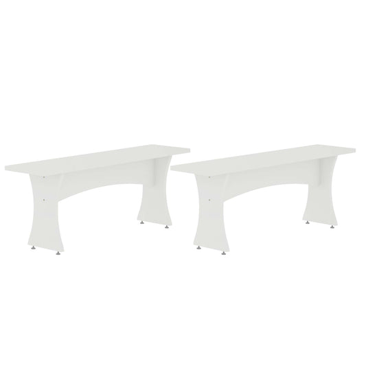 Manhattan Comfort Coney Mid-Century Modern Dining Bench in White (Set of 2) 184GMC1