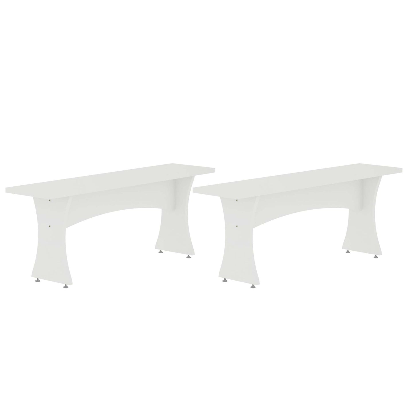 Coney Mid-Century Modern Dining Bench in White - Set of 2 184GMC1