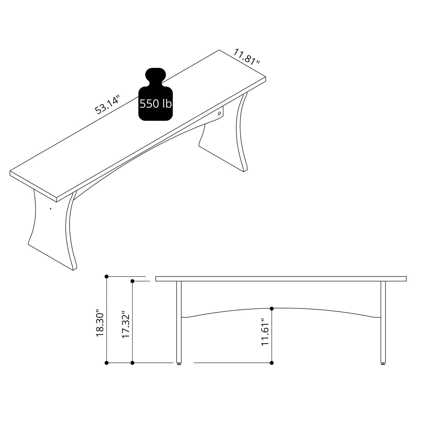 Coney Mid-Century Modern Dining Bench in White - Set of 2 184GMC1