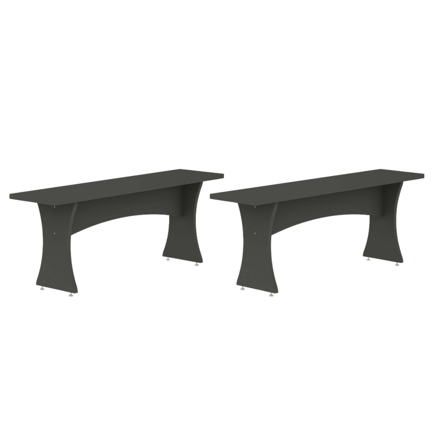 Manhattan Comfort Coney Mid-Century Modern Dining Bench in Grey (Set of 2) 184GMC9
