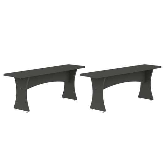 Manhattan Comfort Coney Mid-Century Modern Dining Bench in Grey (Set of 2) 184GMC9