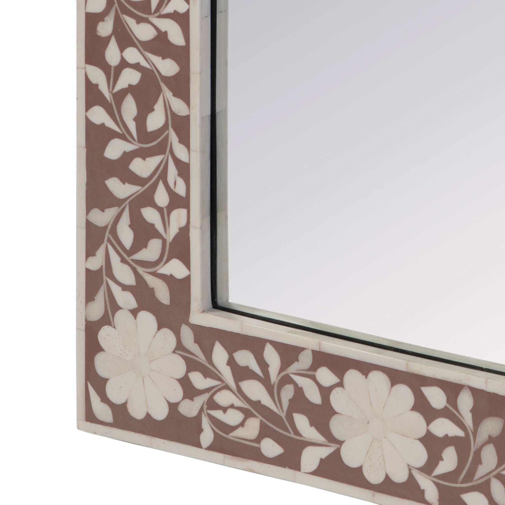 Butler Specialty Company Vivienne 16 in. W x 24 in. H Rectangular Bone Inlay Horizontal or Vertical Hanging Accent Wall Mirror, Pink, Beige