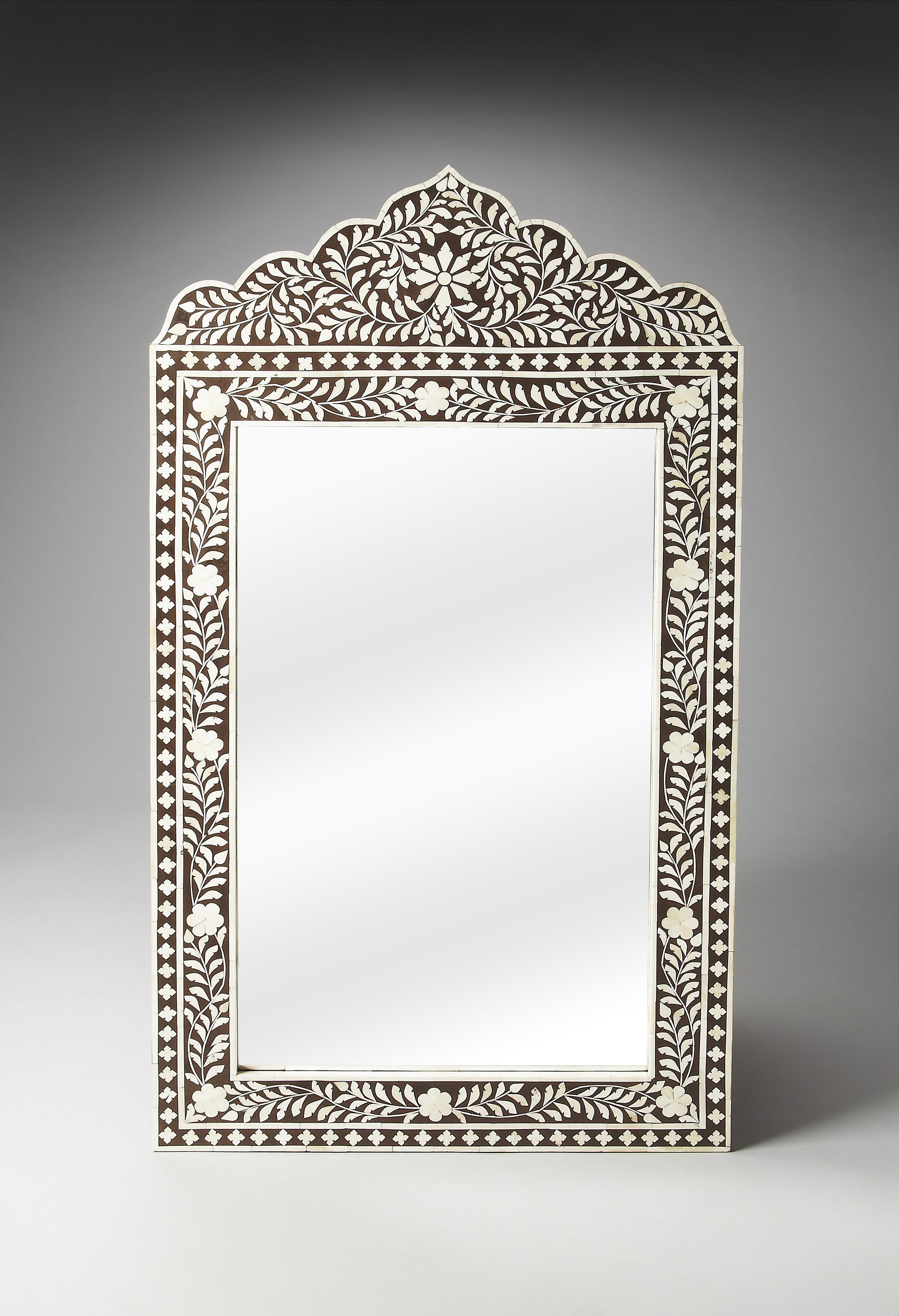Butler Specialty Company Vivienne 27.75 in. W x 50 in. H Rectangular Bone Inlay Vertical Hanging Accent Wall Mirror, Dark Brown