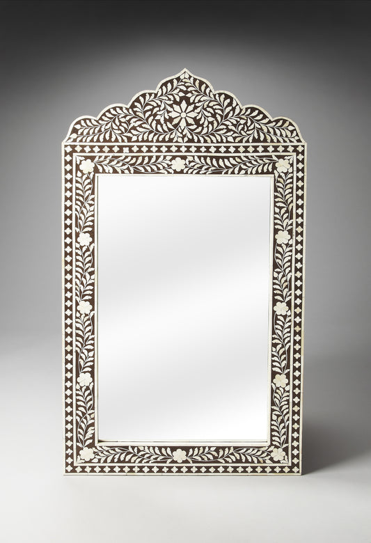 Butler Specialty Company Vivienne 27.75 in. W x 50 in. H Rectangular Bone Inlay Vertical Hanging Accent Wall Mirror, Dark Brown