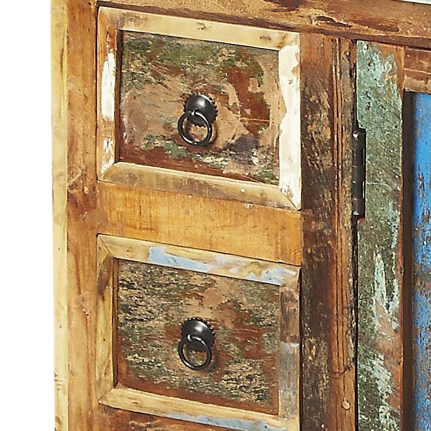 Butler Specialty Company Reverb 44 in. W Rectangular Wood Hand Painted Rustic 3 Drawer 2 Door Sideboard, Multi-Color