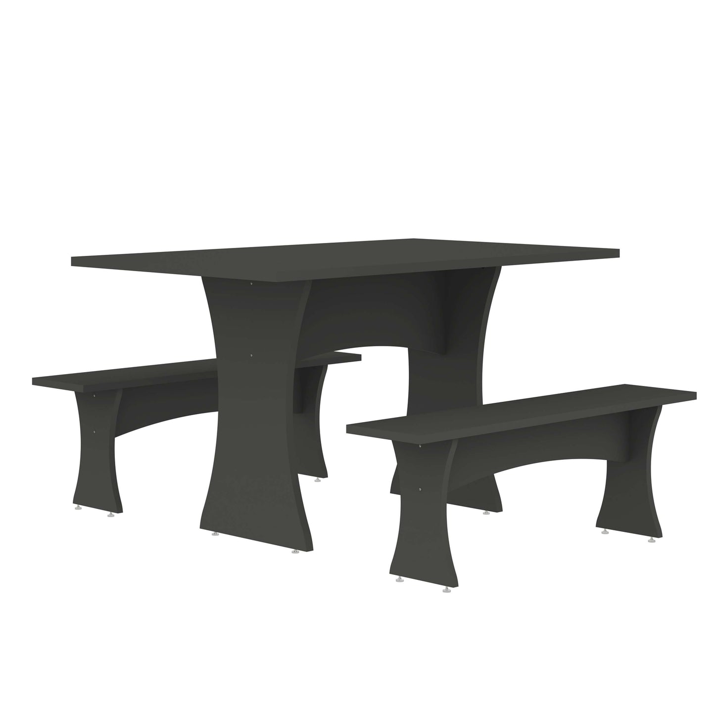 Coney Mid-Century Modern 3-Piece Dining Set in Charcoal Gray 186GMC9