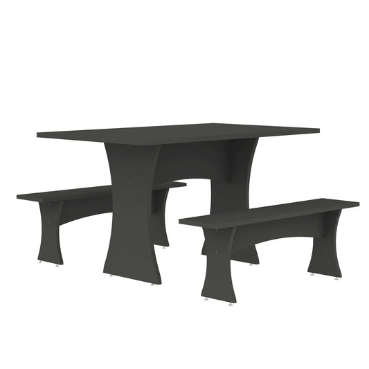 Coney Mid-Century Modern 3-Piece Dining Set in Charcoal Gray 186GMC9