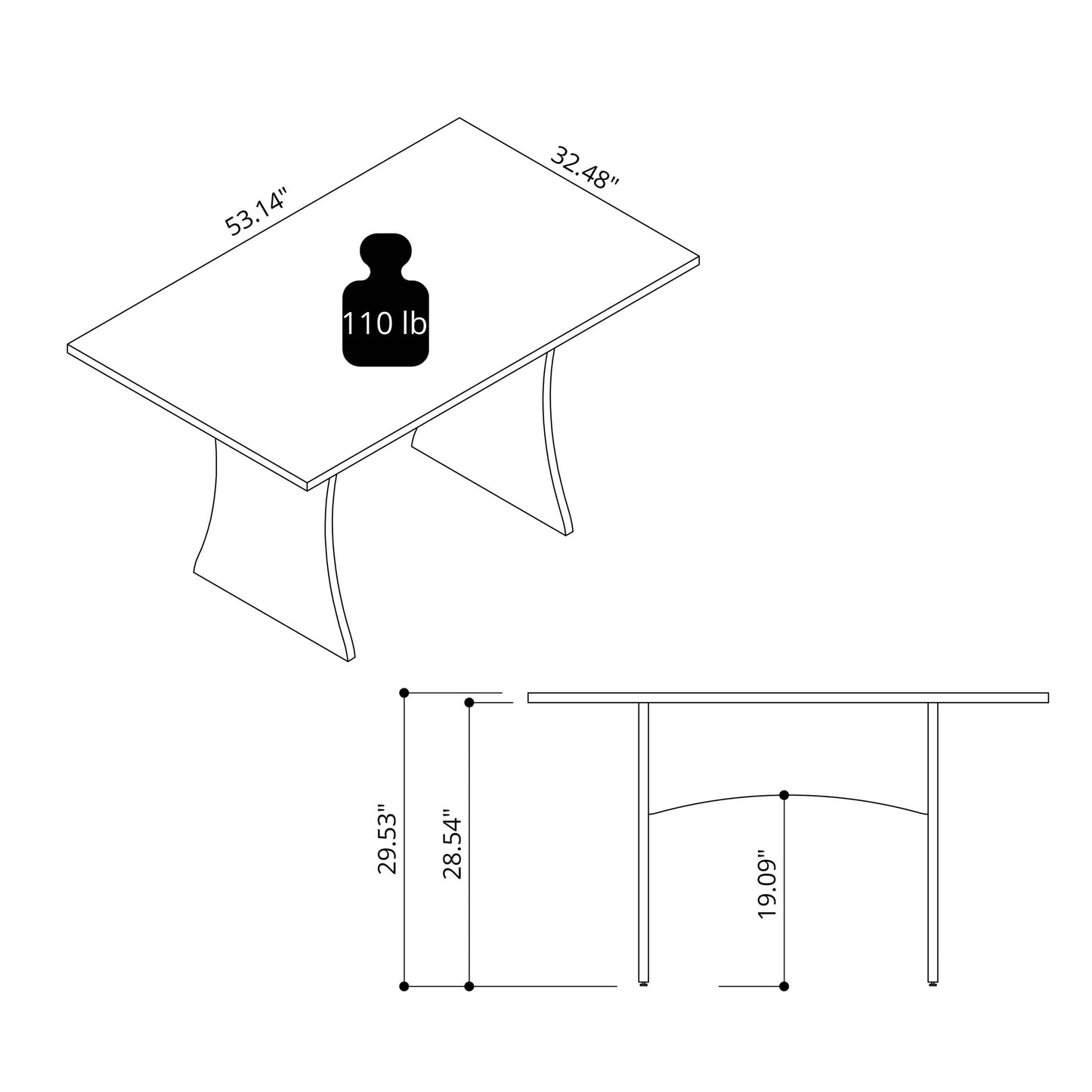 Coney Mid-Century Modern 53" Dining Table in White 187GMC1