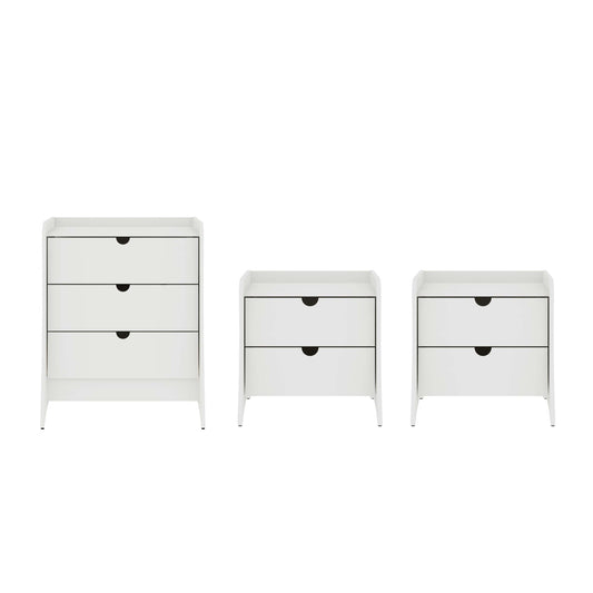 Coney Mid-Century Modern 3-Piece Dresser Set in White 188GMC1