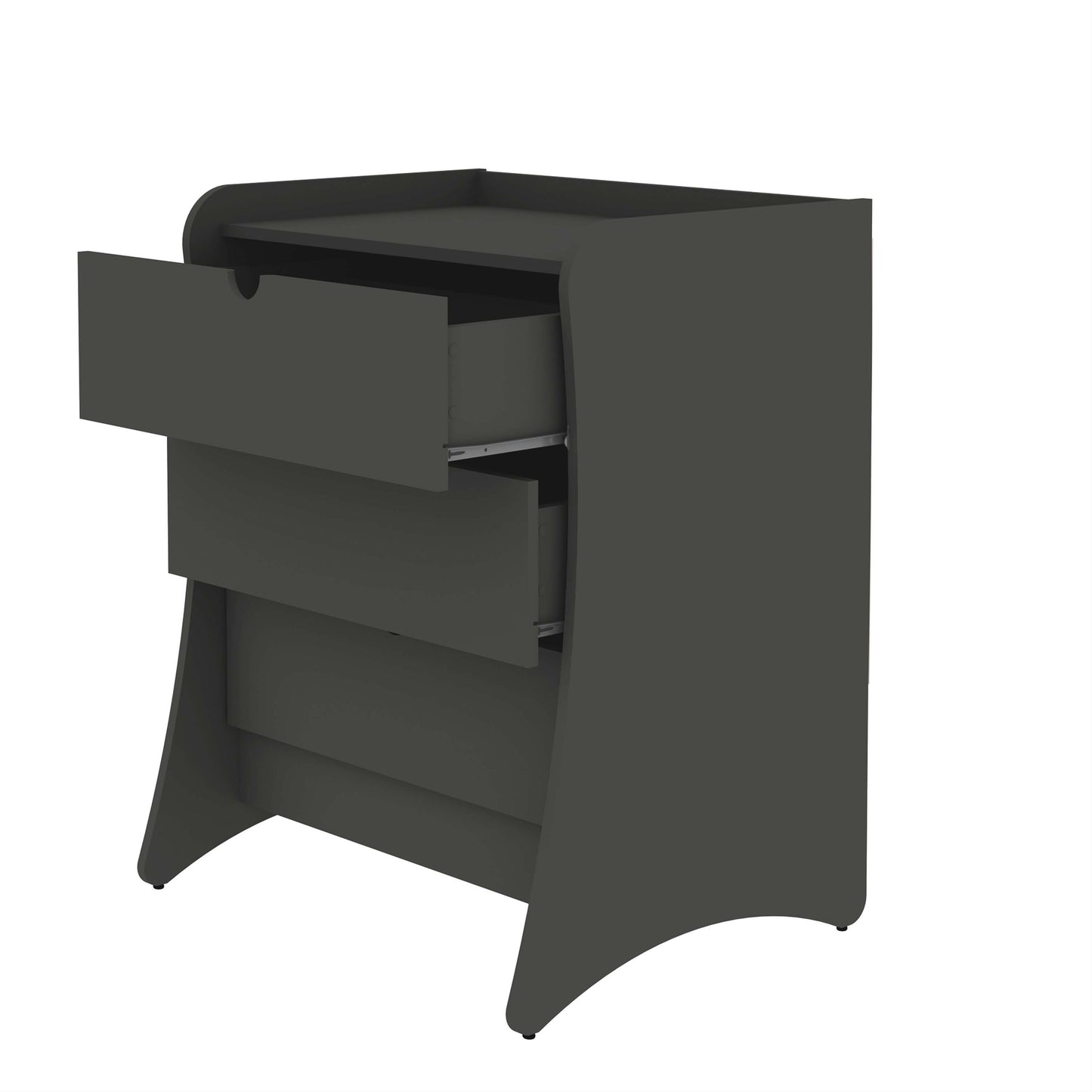 Manhattan Comfort Coney 3-Piece Mid-Century Modern Dresser and Nightstand Set in Grey 188GMC9