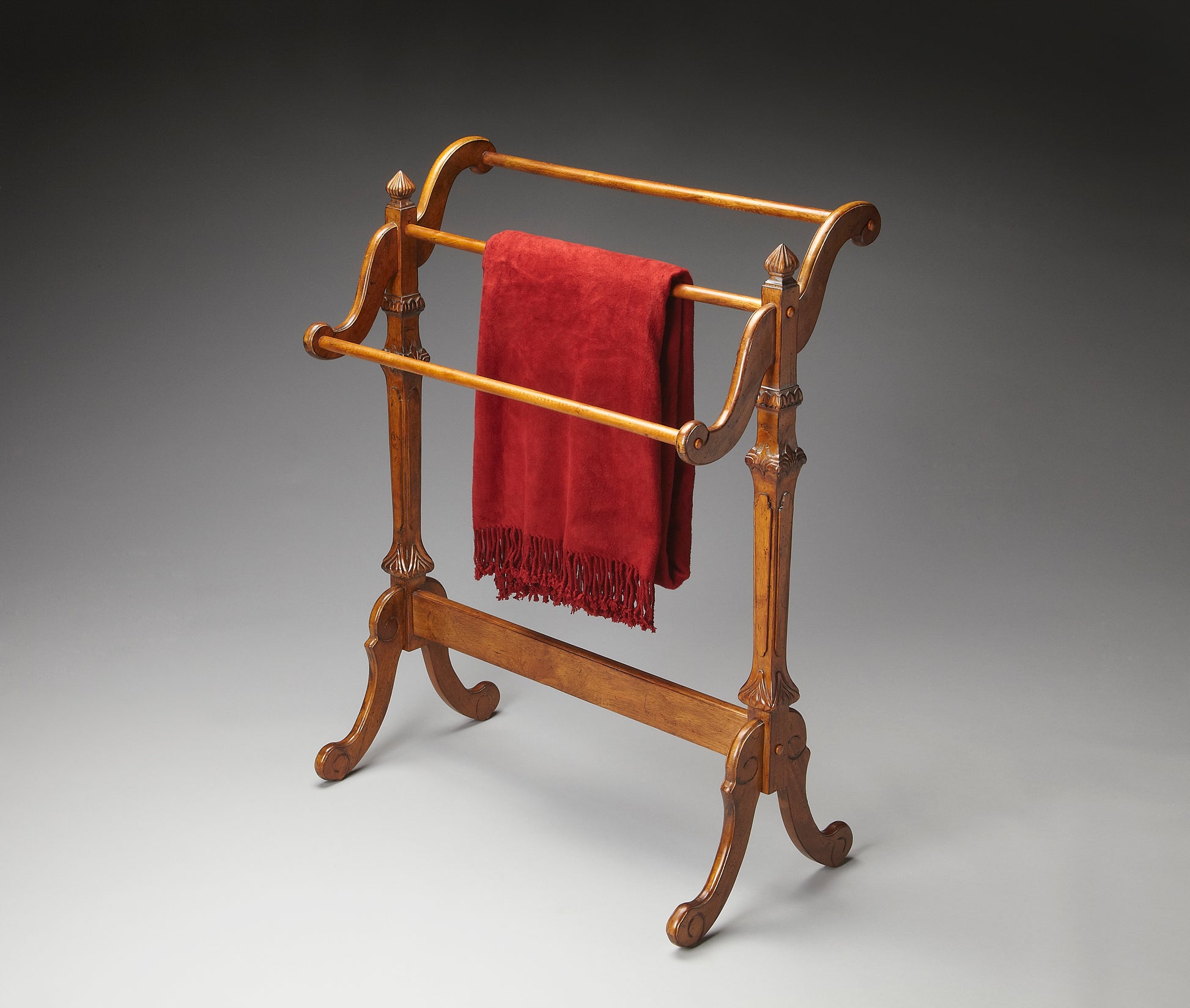 Butler Specialty Company Newhouse 29.25 in. W Rectangular Wood 3 Rail Traditional Blanket Stand, Medium Brown