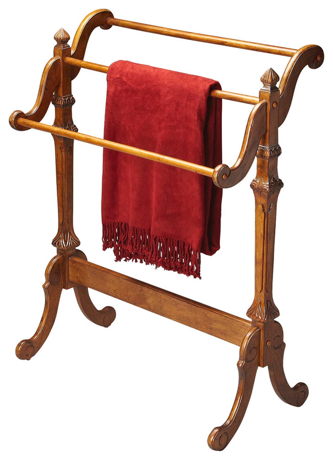 Butler Specialty Company Newhouse 29.25 in. W Rectangular Wood 3 Rail Traditional Blanket Stand, Medium Brown