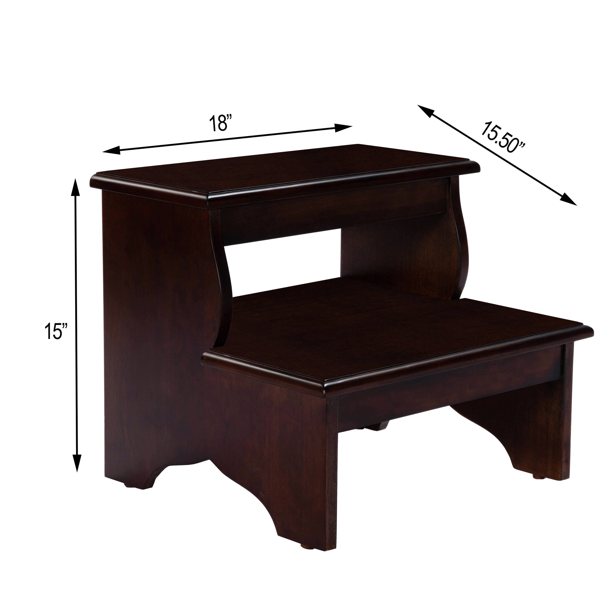 Butler Specialty Company Melrose 18 in. W x 15 in. H Rectangular Wood 2 Step Accent Stool, Dark Brown