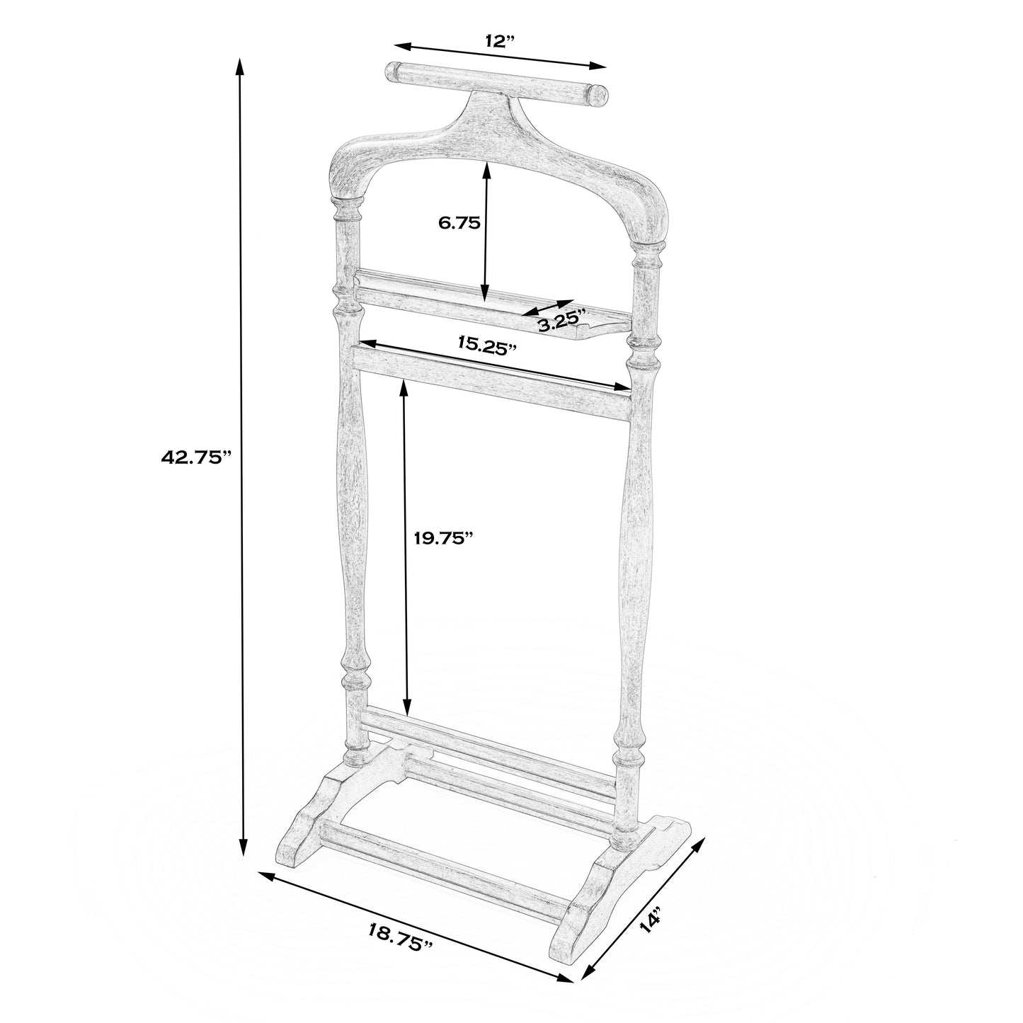 Butler Specialty Company Judson 18 in. W x 39.25 in. H Rectangular Wood  Traditional Valet Stand, Dark Brown