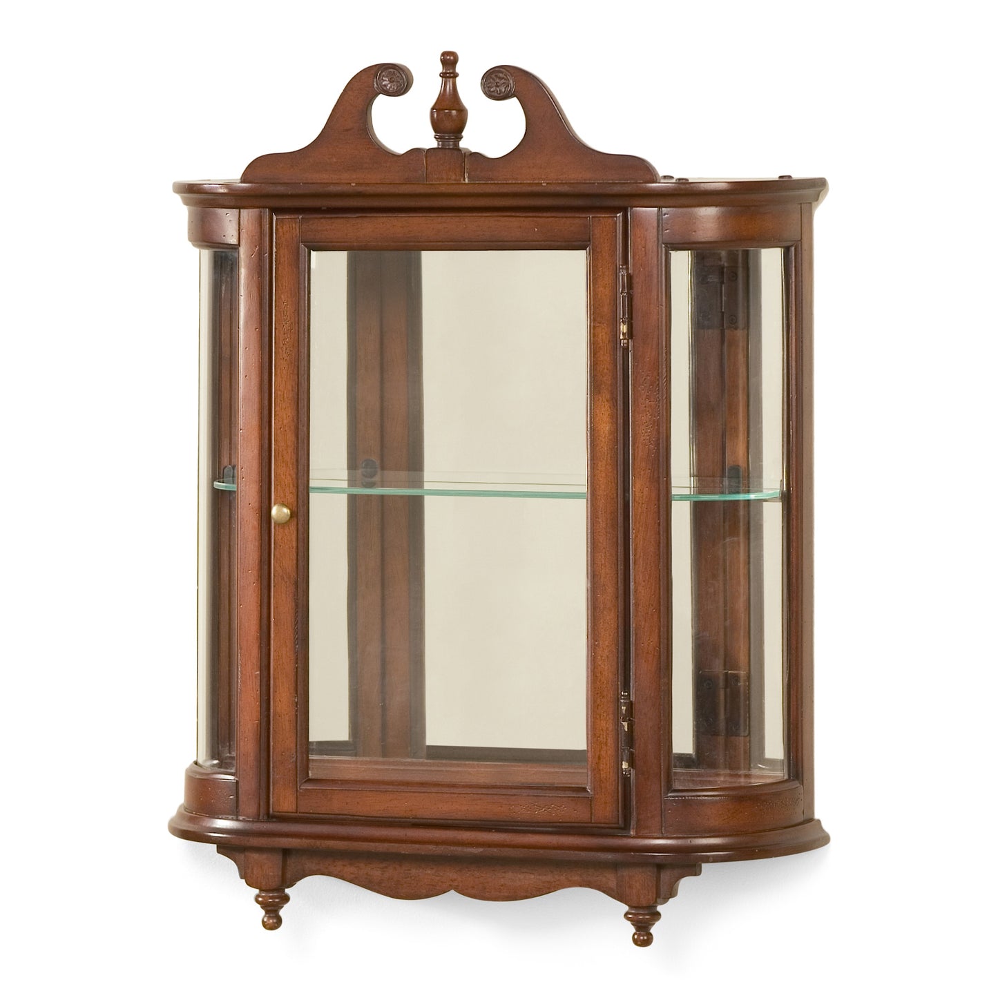 Butler Specialty Company Melinda 21 in. W x 27.5 in. H Wood Traditional 1 Door 2 Glass Shelve Mirrored Back Wall Curio, Dark Brown