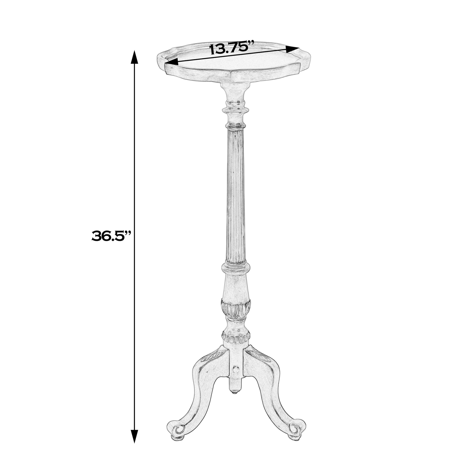Butler Specialty Company Chatsworth 13.75 in. W x 36.5 in. H Round Wood Scalloped Edge 3 Leg Pedestal Plant Stand, Gray