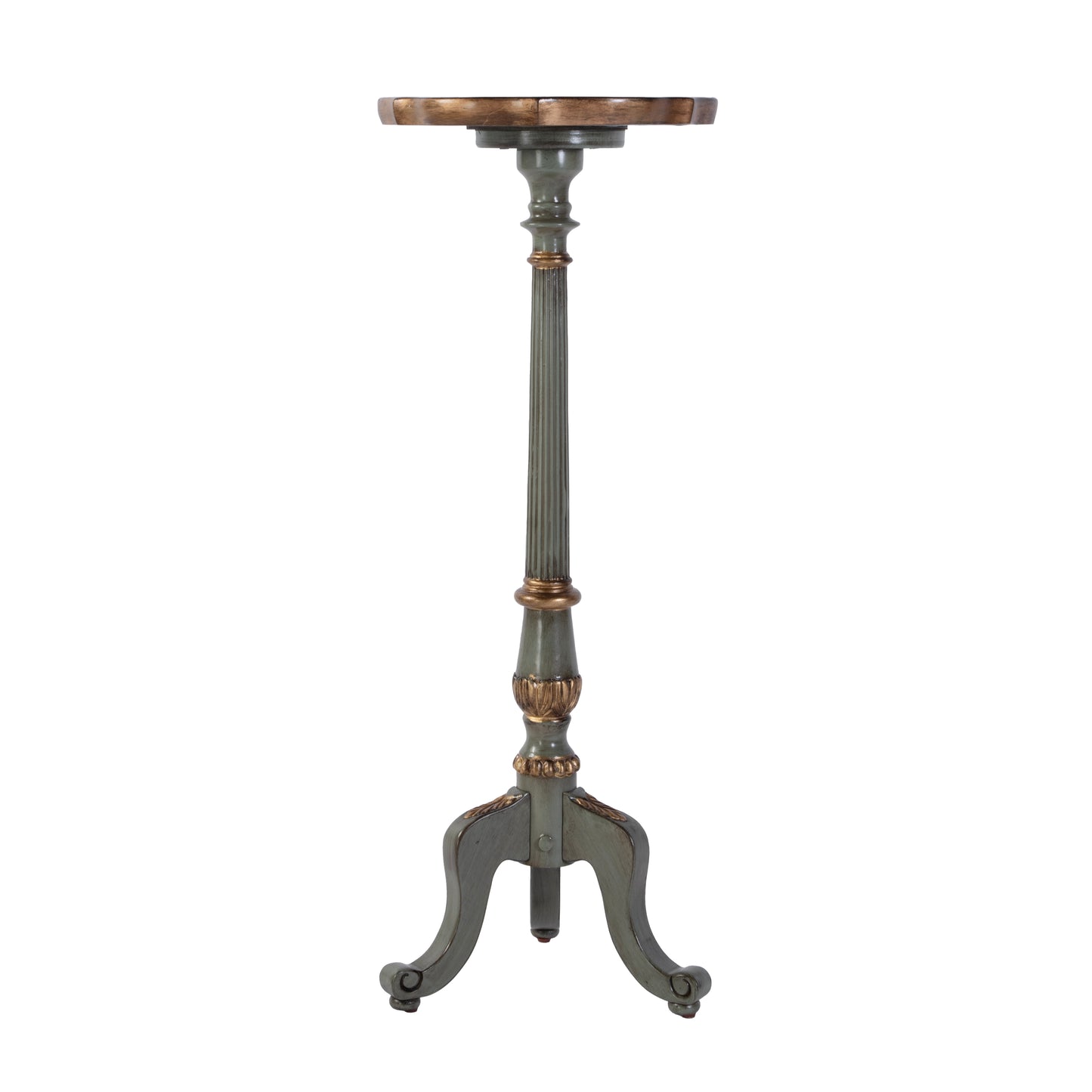 Butler Specialty Company Chatsworth 13.75 in. W x 36.5 in. H Round Wood Scalloped Edge 3 Leg Pedestal Plant Stand, Pastel Green