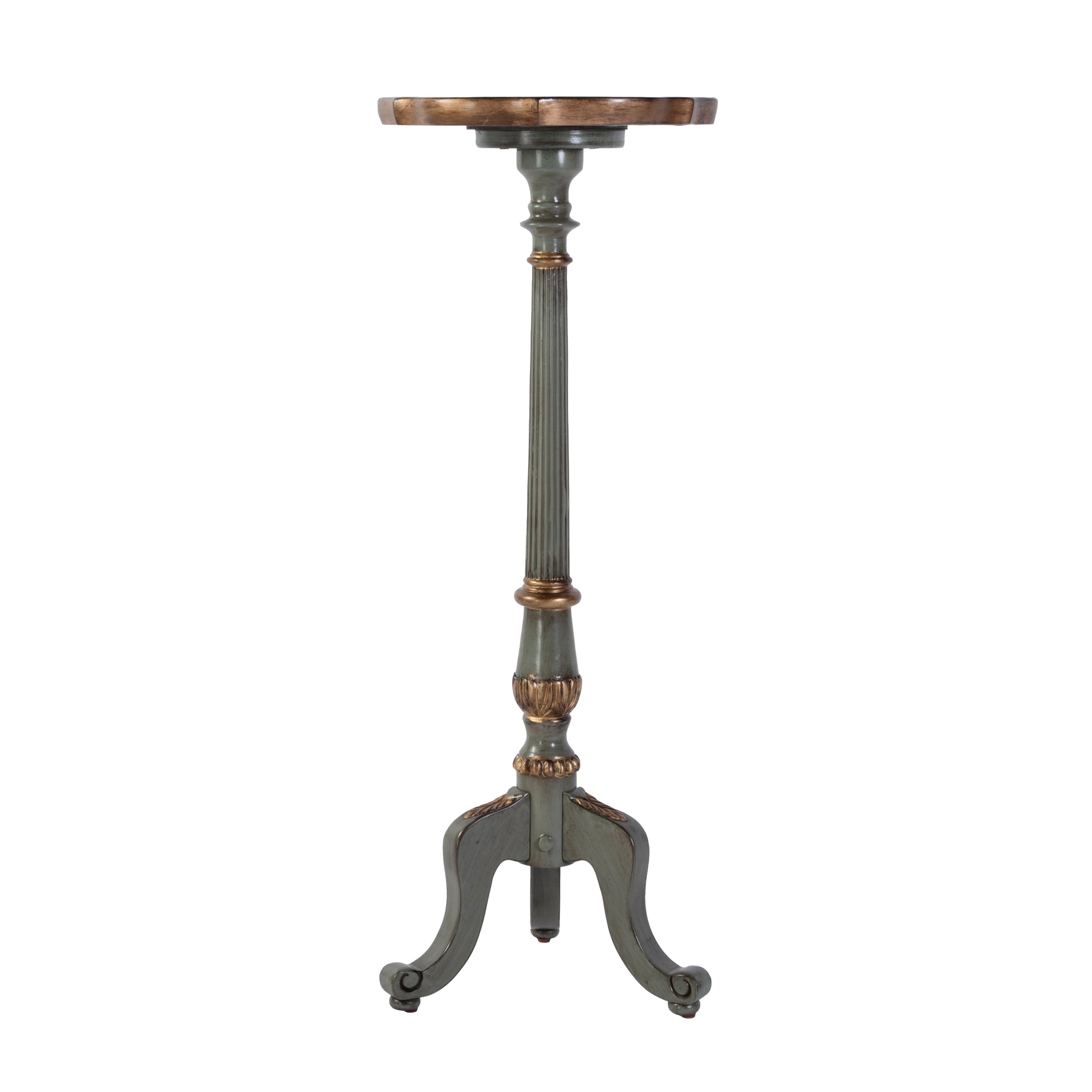 Butler Specialty Company Chatsworth 13.75 in. W x 36.5 in. H Round Wood Scalloped Edge 3 Leg Pedestal Plant Stand, Pastel Green