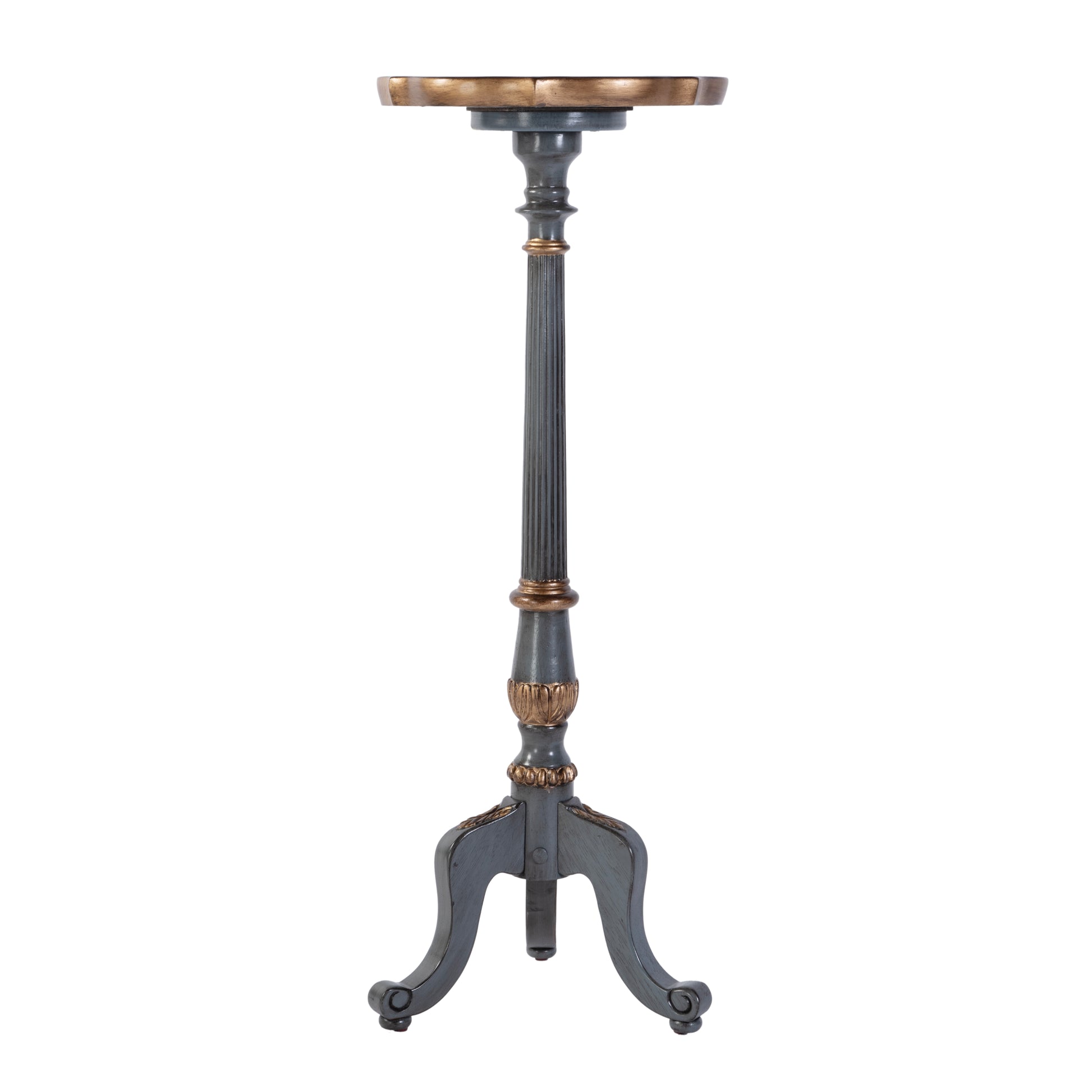 Butler Specialty Company Chatsworth 13.75 in. W x 36.5 in. H Round Wood Scalloped Edge 3 Leg Pedestal Plant Stand, Pastel Blue