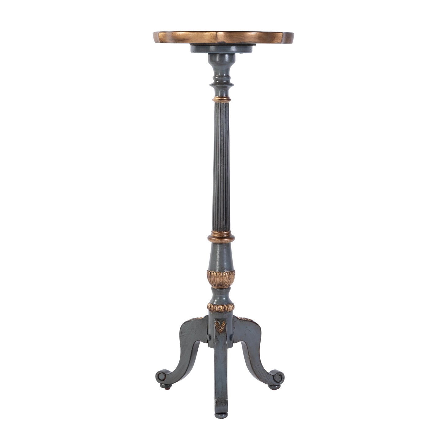 Butler Specialty Company Chatsworth 13.75 in. W x 36.5 in. H Round Wood Scalloped Edge 3 Leg Pedestal Plant Stand, Pastel Blue