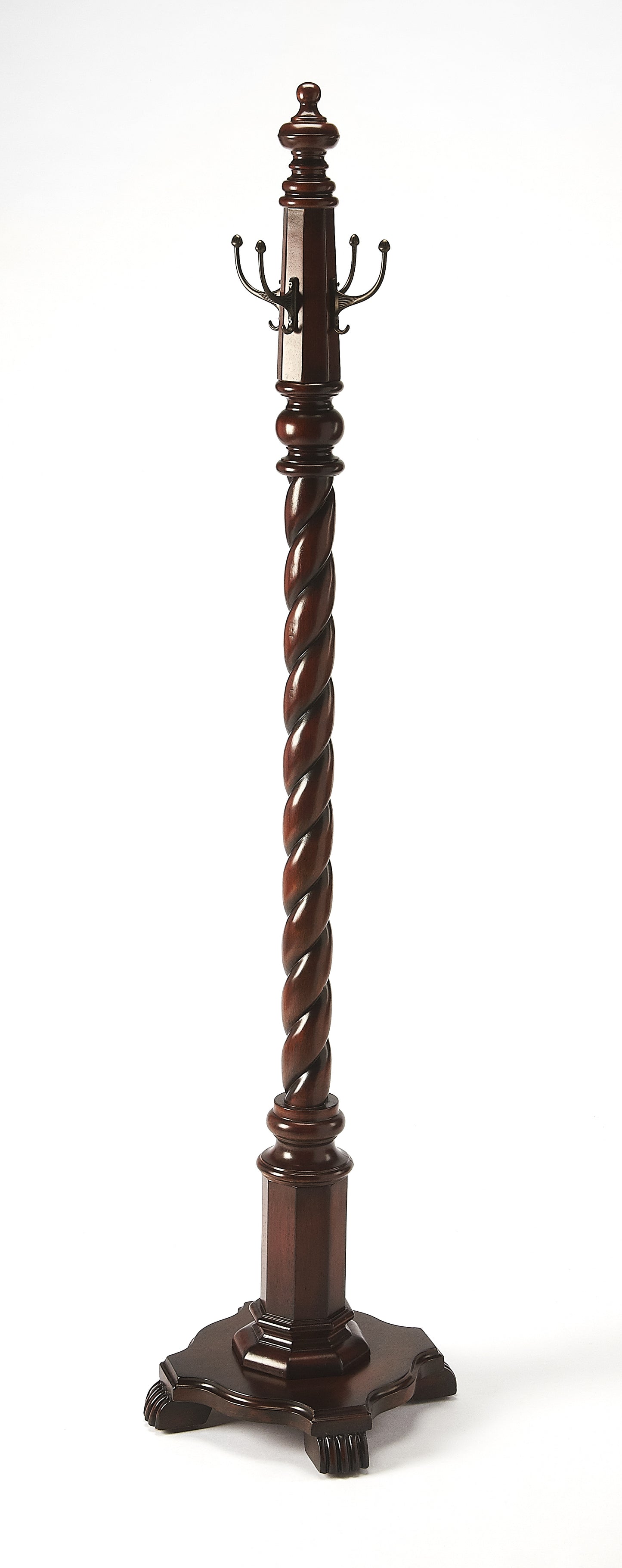 Butler Specialty Company Joshua 69 in. H Wood Freestanding 4 Double Hook Costumer/Coat Rack, Dark Brown