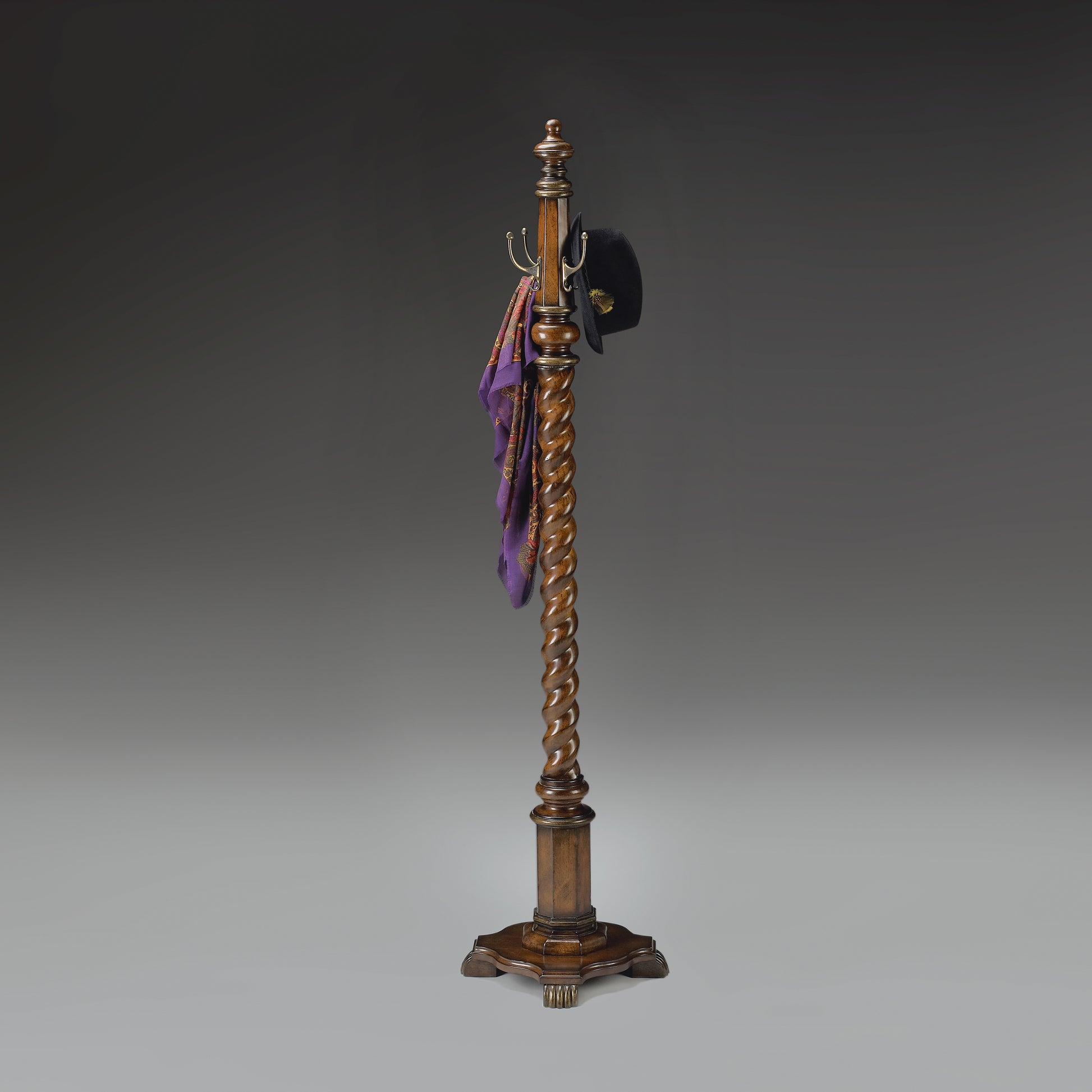 Butler Specialty Company Joshua 69 in. H Wood Freestanding 4 Double Hook Costumer/Coat Rack, Dark Brown