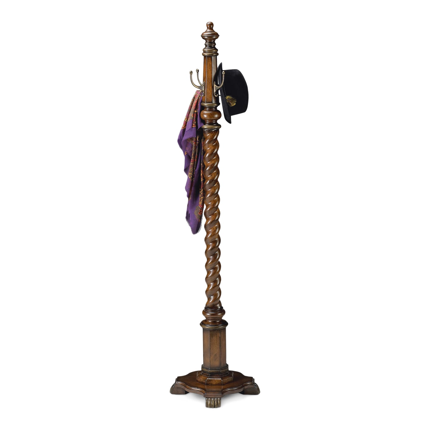 Butler Specialty Company Joshua 69 in. H Wood Freestanding 4 Double Hook Costumer/Coat Rack, Dark Brown