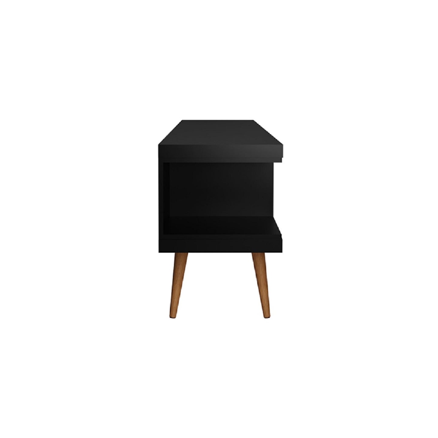Manhattan Comfort Utopia 70.47" TV Stand with Splayed Wooden Legs and 4 Shelves in Black 19753