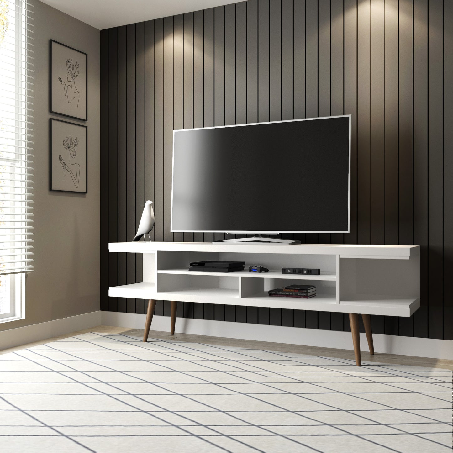 Utopia Contemporary Modern 70" TV Stand in White 19754
