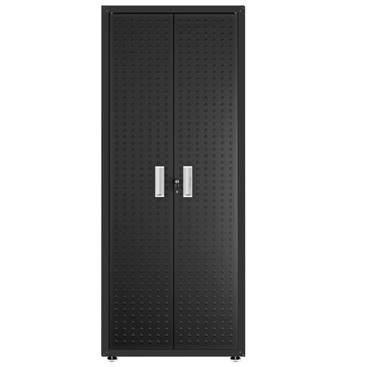 Manhattan Comfort Fortress Textured Metal 75.4" Garage Cabinet with 4 Adjustable Shelves in Charcoal Grey 1GMCF-CH
