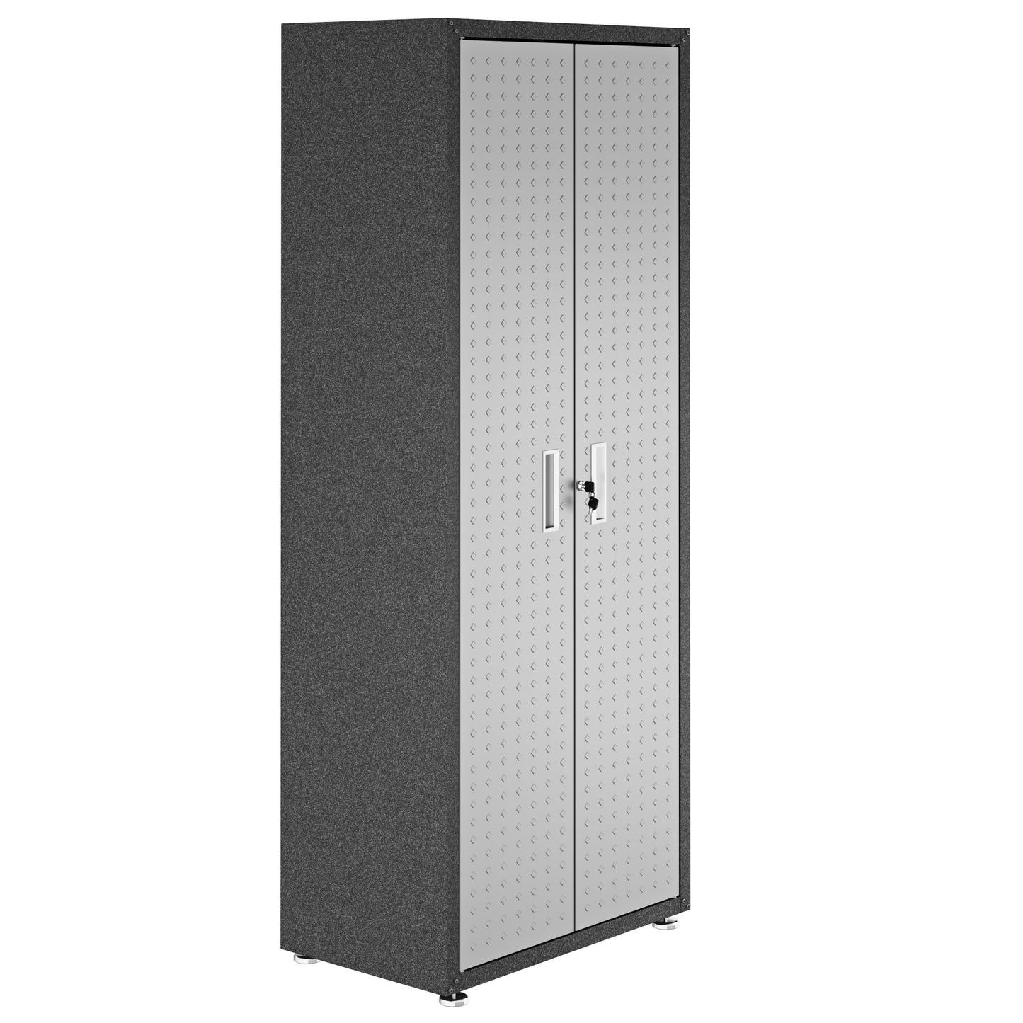 Manhattan Comfort Fortress Textured Metal 75.4" Garage Cabinet with 4 Adjustable Shelves in Grey 1GMCF