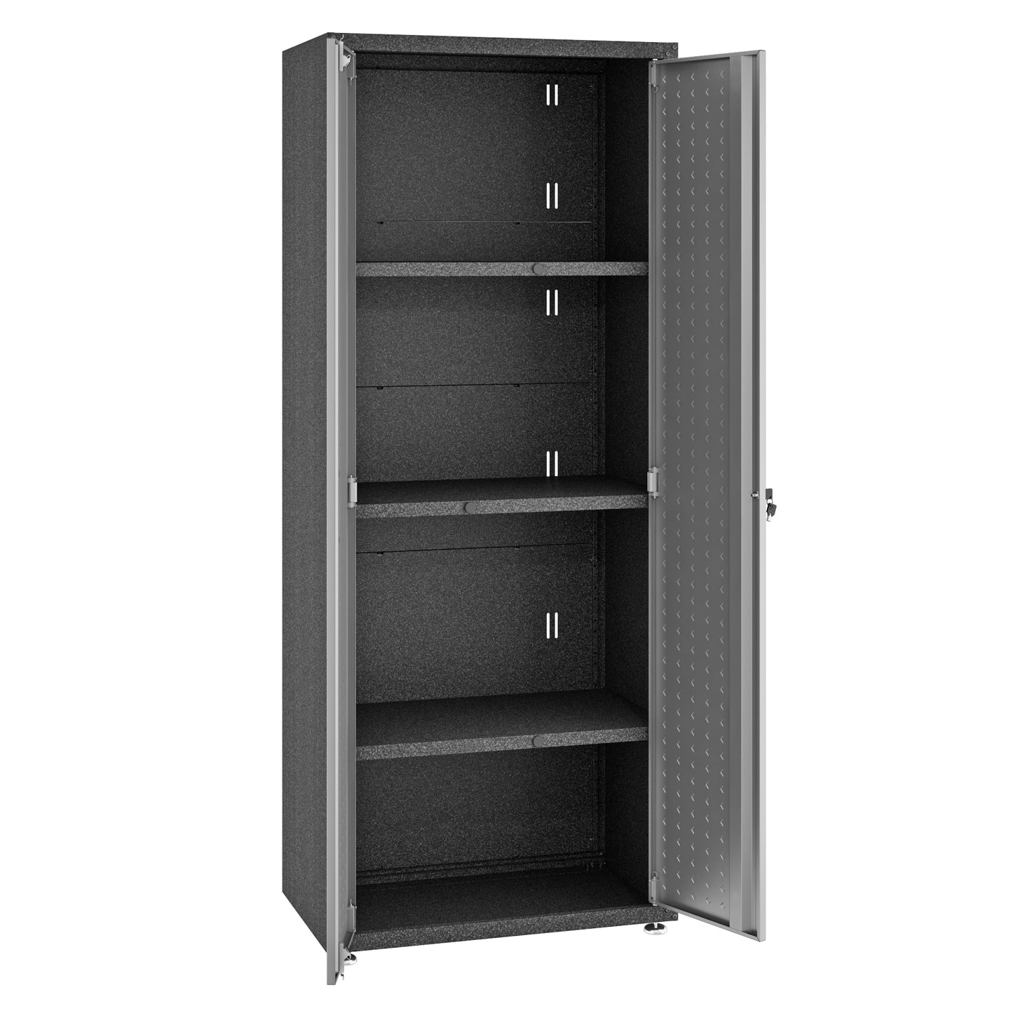 Manhattan Comfort Fortress Textured Metal 75.4" Garage Cabinet with 4 Adjustable Shelves in Grey 1GMCF