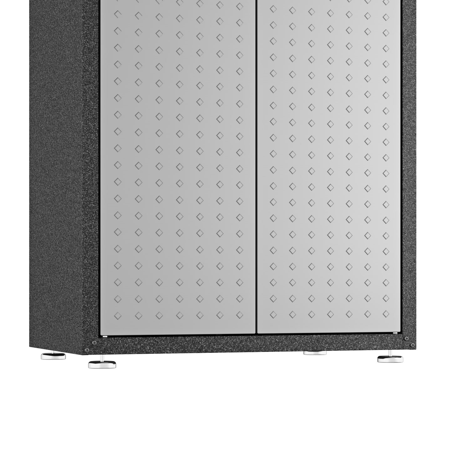 Manhattan Comfort Fortress Textured Metal 75.4" Garage Cabinet with 4 Adjustable Shelves in Grey 1GMCF