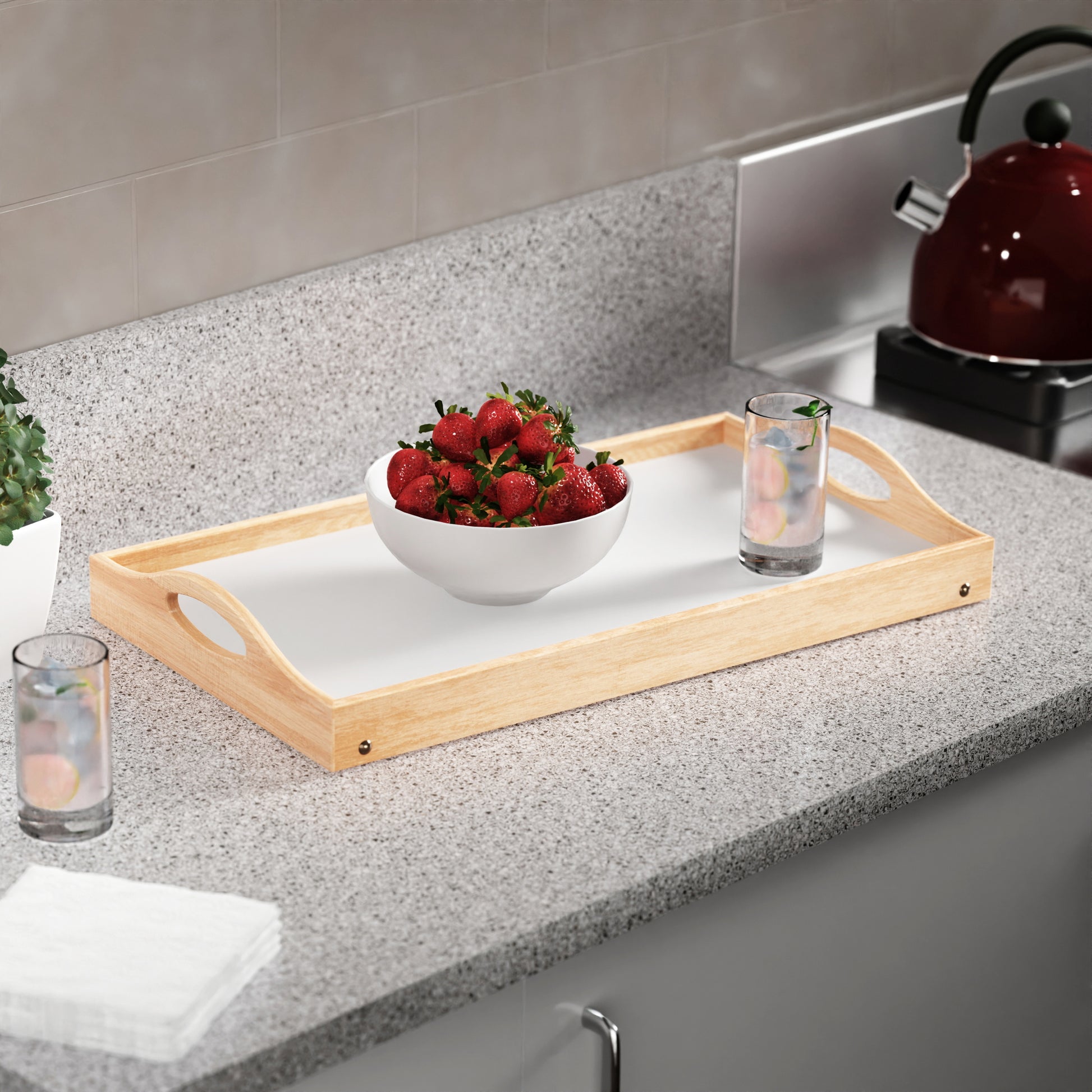 Alani Breakfast Tray, Natural and White
