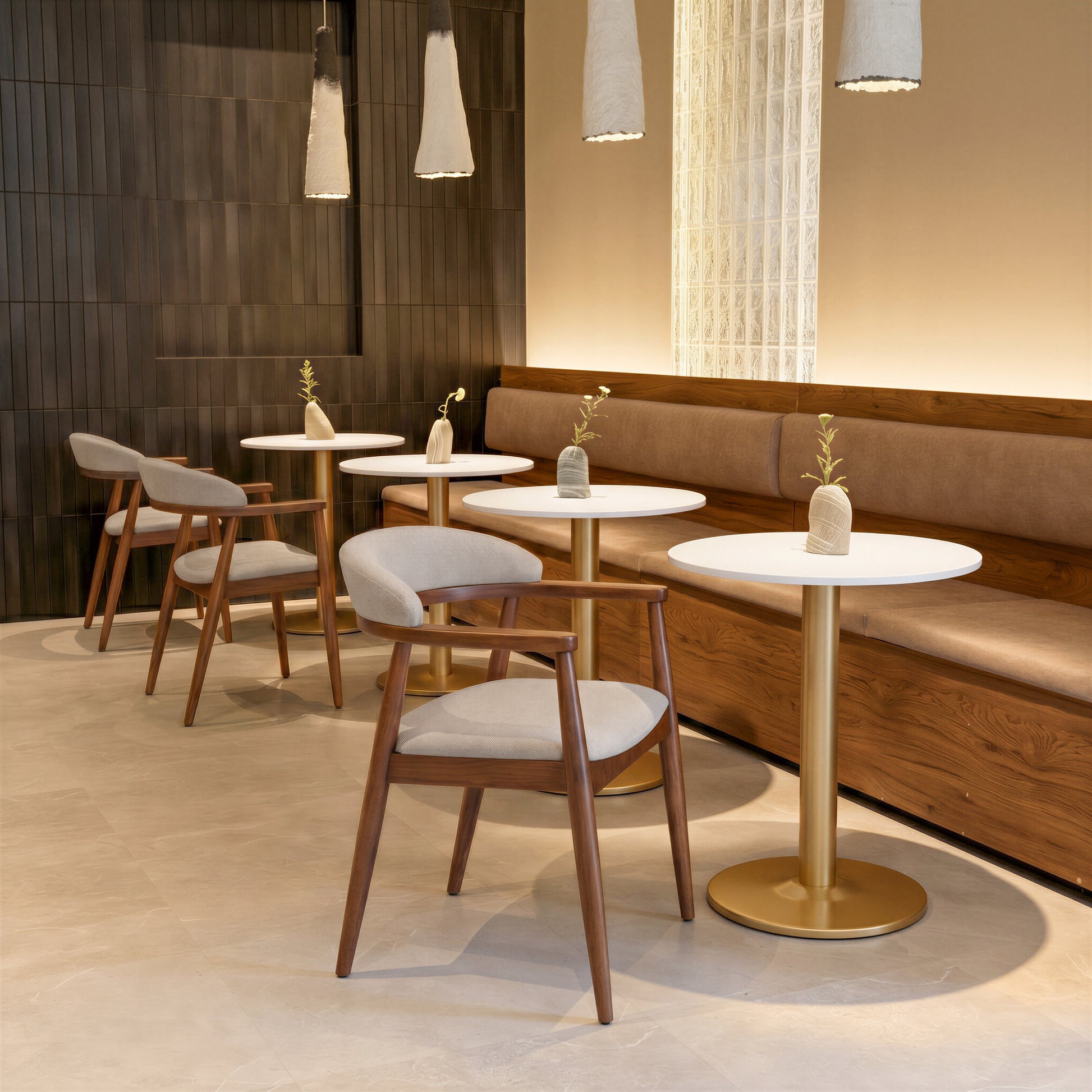 Goka Dining Chair Beige & Walnut - 8