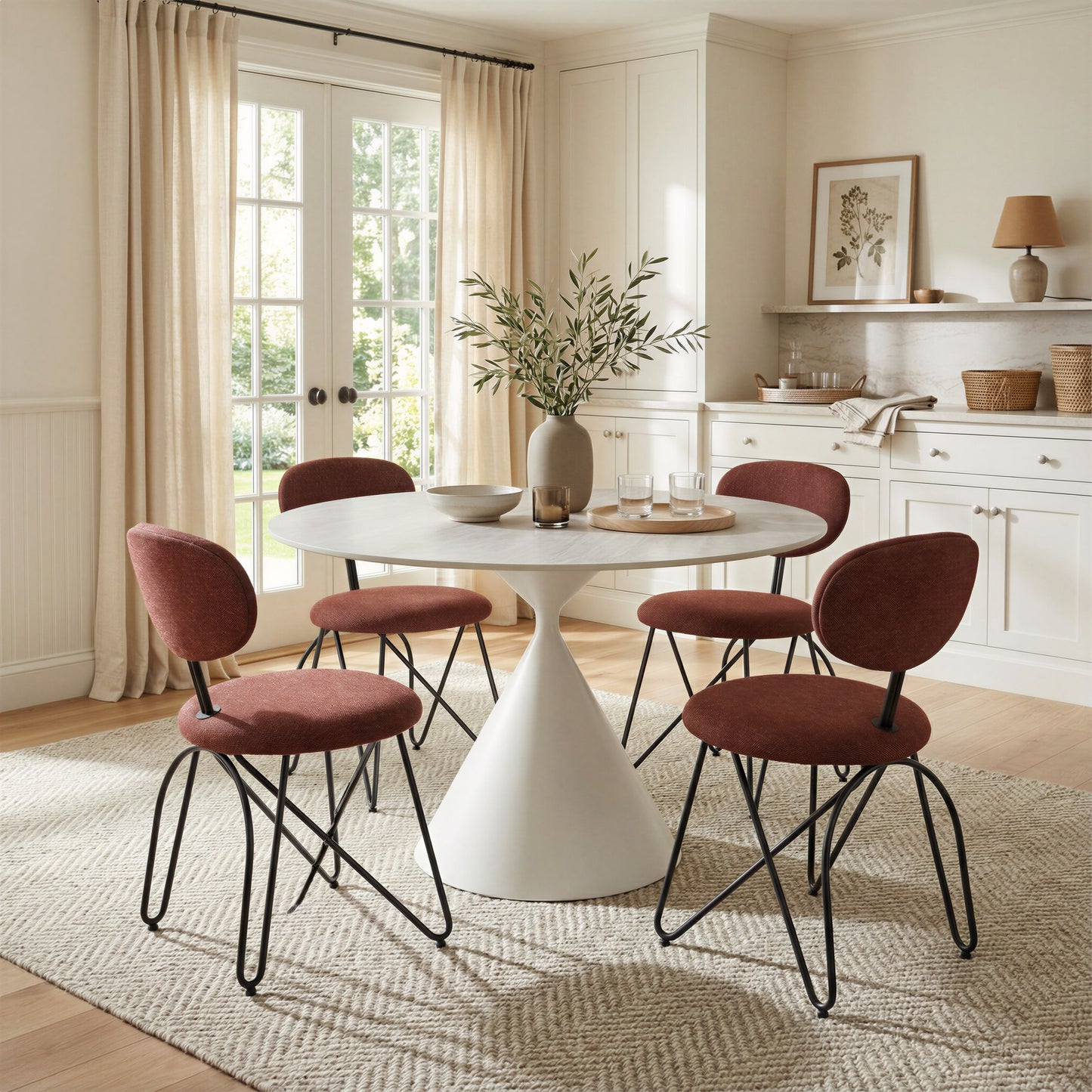 Plinn Dining Table Light Beige & White - 9