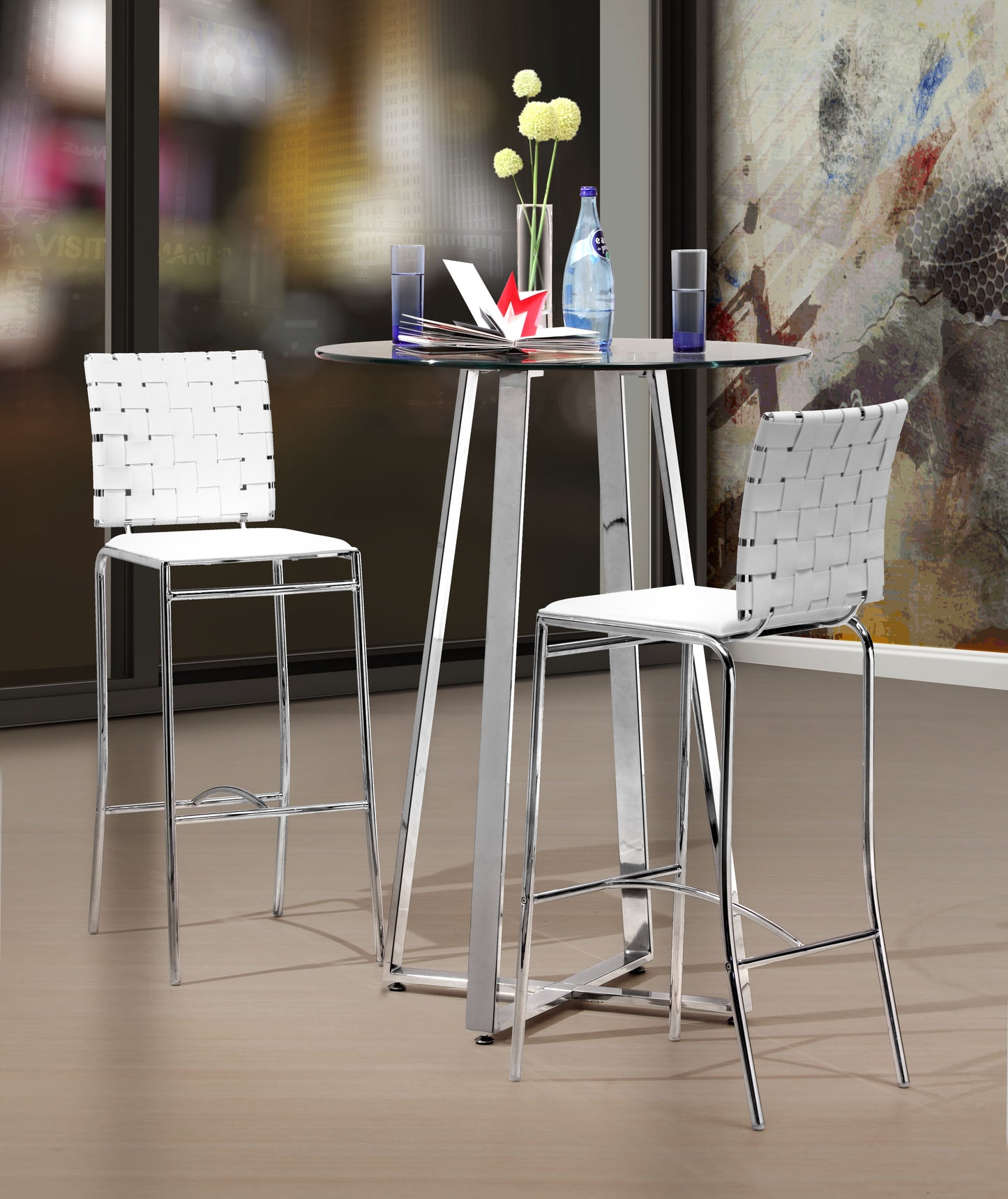 Criss Cross Barstool (Set of 2) White