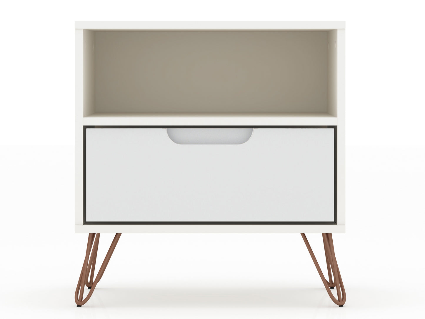 Manhattan Comfort Rockefeller 1-Drawer White Nightstand (Set of 2) 2-101GMC1