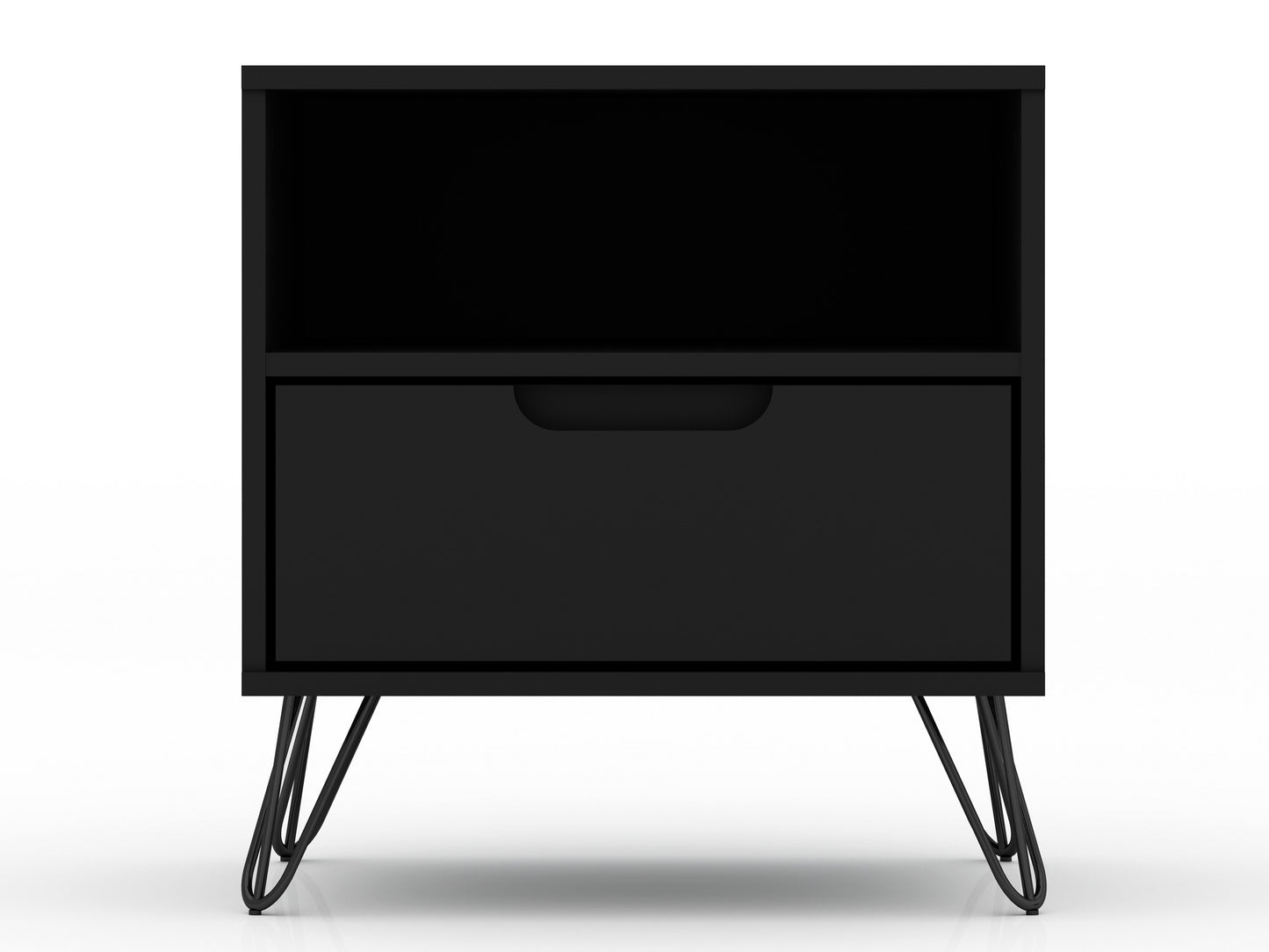 Manhattan Comfort Rockefeller 1-Drawer Black Nightstand (Set of 2) 2-101GMC2