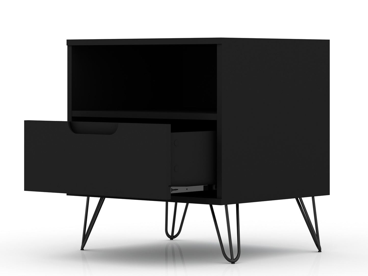 Manhattan Comfort Rockefeller 1-Drawer Black Nightstand (Set of 2) 2-101GMC2